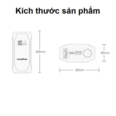 Bộ kích điện ô tô, kiêm pin sạc dự phòng Goodyear GY-5295 10000mAh - Hàng Nhập Khẩu