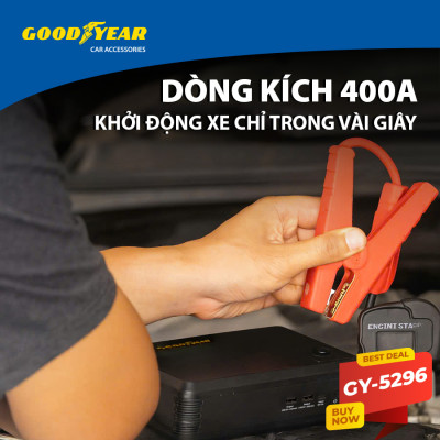 Bộ Kích Bình 400A Kiêm Bơm Lốp Xe GOODYEAR GY-5296 Đa Chức Năng Sạc Dự Phòng 10400mAh Cứu Hộ Nhanh Chóng - Nhập Khẩu Chính Hãng