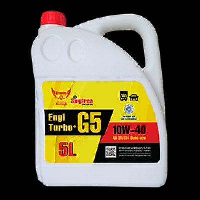 Dầu nhớt nhập khẩu Singtrea Engi Turbo+ G5 10w-40 SN/CI4 Semi-Synthetic 5L dành cho xe ô tô