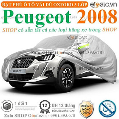 Bạt che phủ xe ô tô Peugeot 2008 3 lớp cao cấp
