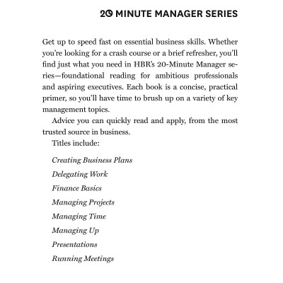 Harvard Business Review 20 Minute Manager Series Managing Time