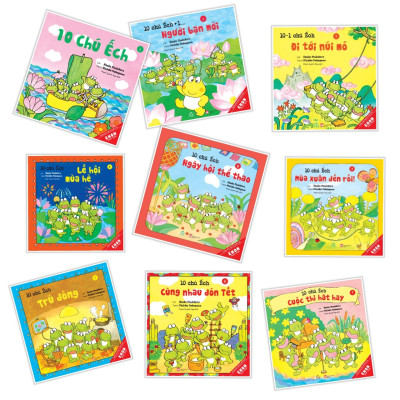 Ehon Nhật Bản 9Q Phần 1 - 10 chú ếch  (Sách ehon kỹ năng sống / cho bé 3-8 tuổi + Poster An Toàn Cho Con Yêu)
