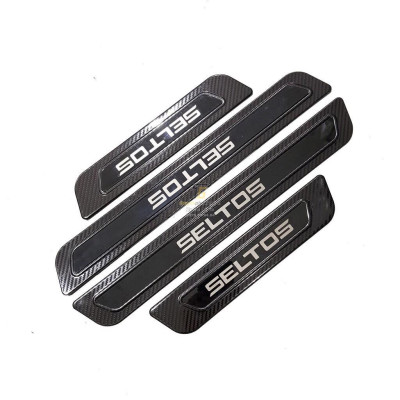 Ốp bậc cửa dành cho Kia Seltos 2020-2021 CACBON , Full bậc Trong Ngoài