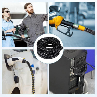 Dây xoắn ruột gà, dây bọc điện phi 6/8/10/12/16/20mm Cáp Ống PE Bảo Vệ Sắp Xếp Cáp Ống Thủy Lực Cuộn chống Xoắn Ốc