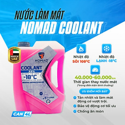Nước Làm Mát Ô tô, Xe Máy Màu Hồng NOMAD COOLANT Antifreeze Can 4L Nhập Khẩu Chính Hãng