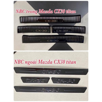 Ốp bậc cửa , nẹp bước chân mazda CX30 2021-2022 cao cấp -mẫu Titan 8 chi tiết