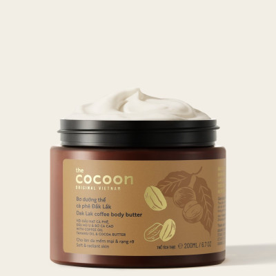 Bơ dưỡng thể cà phê Đắk Lắk Cocoon 200ml cho da mềm mại, rạng rỡ thuần chay