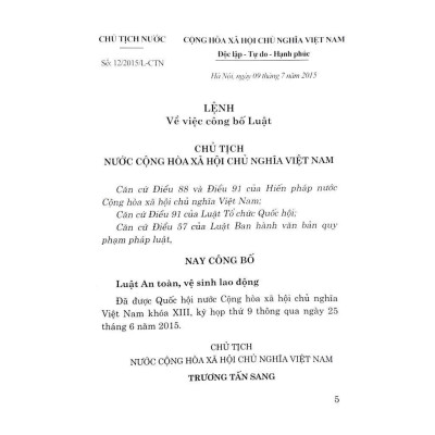 Sách - Luật An Toàn, Vệ Sinh Lao Động (Hiện Hành) - NXB Chính Trị Quốc Gia