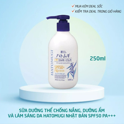Sữa Dưỡng Thể Chống Nắng, Dưỡng Ẩm Và Làm Sáng Da Chiết Xuất Hạt Ý Dĩ Reihaku Hatomugi Nhật Bản SPF50 PA+++ 250ml