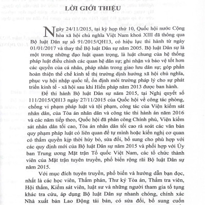 Chỉ dẫn tra cứu áp dụng Bộ luật Dân sự năm 2015 (Tái bản lần thứ nhất có sửa đổi bổ sung)