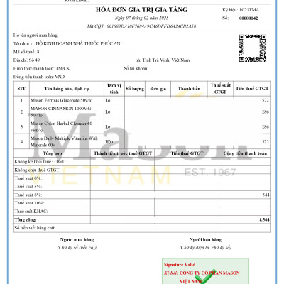 Viên vitamin và khoáng hữu cơ Mason Natural Daily Multiple Vitamins With Minerals 60 viên