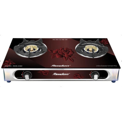 Bếp ga đôi kiếng cường lực Raiden RDB2260, đầu đốt đồng thau nguyên khối phi 100mm-Hàng chính hãng