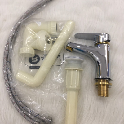 Bộ vòi chậu rửa mặt vòi lavabo 1 lỗ cao cấp Rangos 03V1