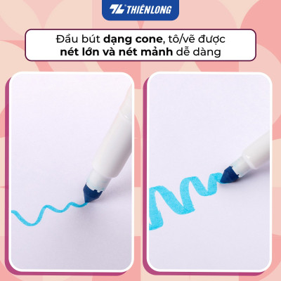 Bút Lông Màu Thiên Long Fiber Pen Washable SWM-C006 - 36 Màu- Viết Được Nét Mảnh Nét To- Mực rửa được