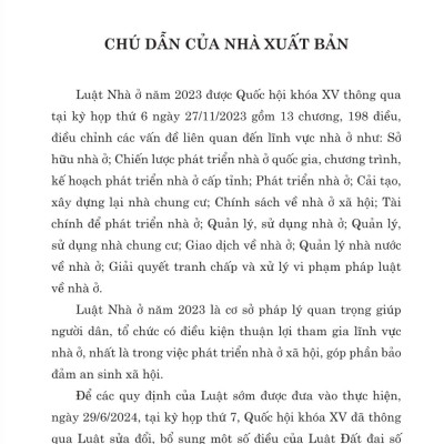 Luật Nhà ở năm 2023 (sửa đổi, bổ sung năm 2024)