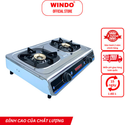Bếp Gas Đôi Mặt Inox WINDO - 618 SI | Bếp gas 6 tấc tiết kiệm gas- Hàng chính hãng
