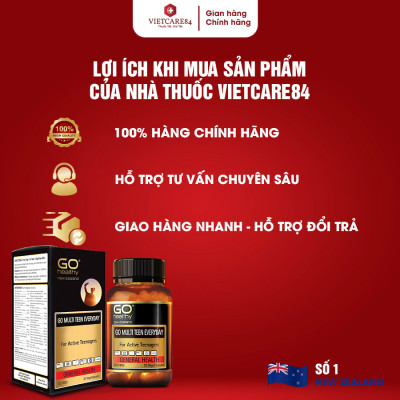 Viên uống cho tuổi teen nhập khẩu chính hãng New Zealand GO MULTI TEEN EVERYDAY (30 viên) bổ sung 32 vitamin, khoáng chất và một số dưỡng chất hỗ trợ duy trì và tăng cường sức khỏe cho trẻ ở tuổi tăng trưởng, tuổi dậy thì