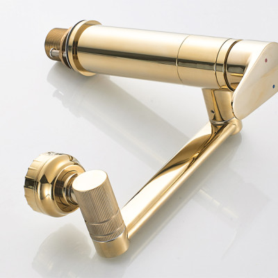 Vòi rửa mặt Lavabo cổ xoay 720 độ đa chiều, củ đồng, thân ngắn mạ vàng, điều chỉnh nhiều chế độ tia nước Minh House