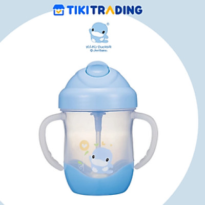 Bình Tập Uống Ống Hút Có Tay Cầm KuKu Duckbill  - Nhựa PP Cao Cấp - 200ml - Xanh