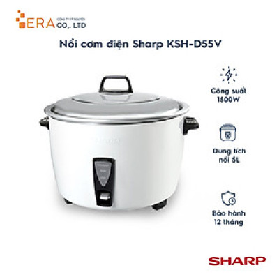 Nồi Cơm Điện Nắp Rời Sharp KSH-D55V (5L) - Trắng - Hàng chính hãng