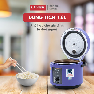 Nồi cơm điện HASSUKA HSK-866 dung tích 1.8L, công suất 700W- Lòng niêu dầy chống dính ceramic, chống xước siêu bền- Hàng chính hãng