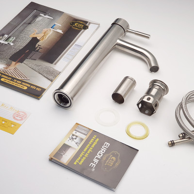 Vòi lavabo điếu nóng lạnh, Inox SUS 304 Eurolife EL-T022 ( Trắng vàng )