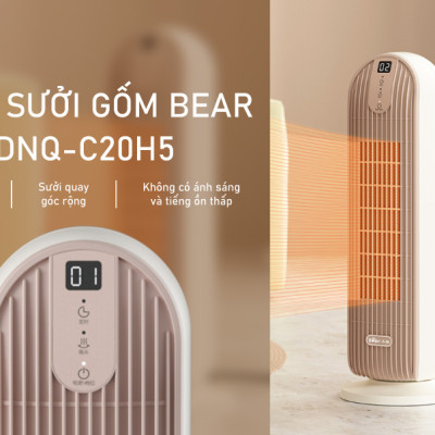 Quạt Sưởi Điện Gốm Gia Đình Bear DNQ-C20H5 Không Khô Da Tự Động Ngắt Điện Khi Đổ Công Suất 2000 W - Hàng Nhập Khẩu