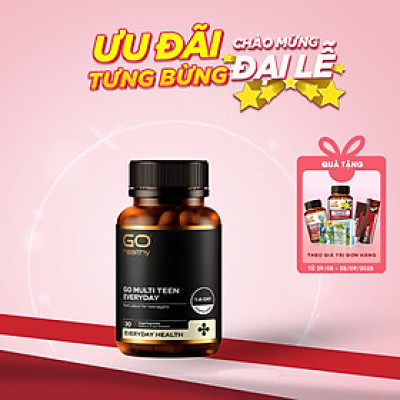 Viên uống cho tuổi teen nhập khẩu chính hãng New Zealand GO MULTI TEEN EVERYDAY (30 viên)  bổ sung 32 vitamin, khoáng chất và một số dưỡng chất hỗ trợ duy trì và tăng cường sức khỏe cho trẻ ở tuổi tăng trưởng, tuổi dậy thì