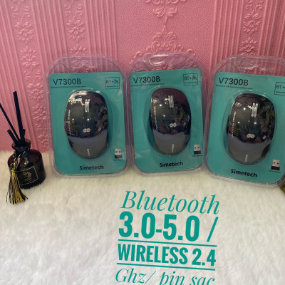 Chuột ko dây Simetech V7300B đa năng, dùng Bluetooth v5.0, Wireless 2.4GHz, Pin sạc - Hàng nhập khẩu