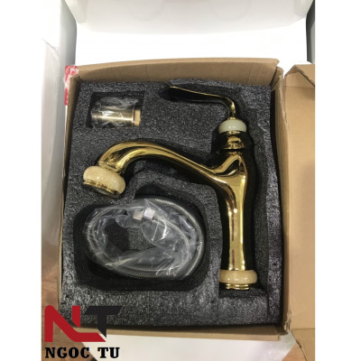 Vòi rửa mặt thân thấp mạ vàng GB8766B, sang trọng, quý phái, đẳng cấp quý tộc