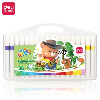 Bút Brush Bút Dạ Màu Marker Chuyên Viết Calligraphy Đầu Lông Mềm Dành Cho Học Sinh Deli - Họa Cụ Tô Màu Dạ An Toàn Cho Trẻ Em Kèm Túi Vải Họa Cụ Vẽ Tranh Cao Cấp Tô Màu Vẽ Tranh Manga Anime - HM651