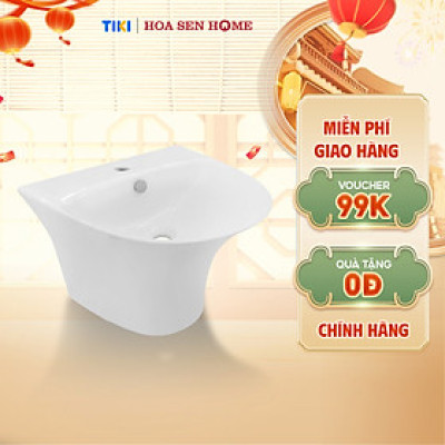 Lavabo treo tường TUSLO COCL001 liền thân, men sứ Nano cao cấp, kháng khuẩn tích hợp khay để xà bông và rãnh thoát nước, có lỗ xả tràn- Hàng chính hãng