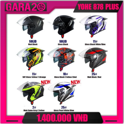 MŨ BẢO HIỂM 3/4 HAI KÍNH YOHE 878 PLUS - GARA20