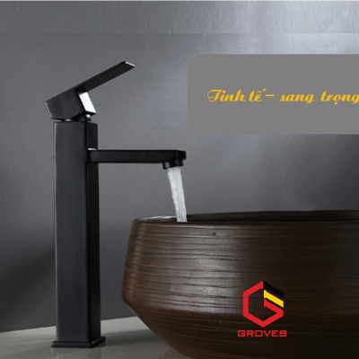 Vòi rửa mặt thân cao đen GR6006 black