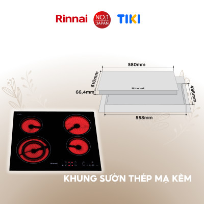 Bếp hồng ngoại Rinnai RB-E41HV mặt kính Schott 6000W - Hàng chính hãng.
