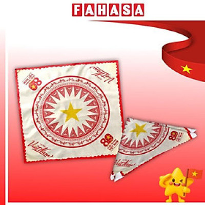 Khăn Bandana A80 - Lụa Satin Trắng - Tự Hào Việt Nam - 70 x 70 cm