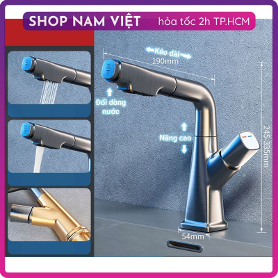 Vòi Nước Lavabo Cao Cấp Dây Rút 2 Chế Độ Nước