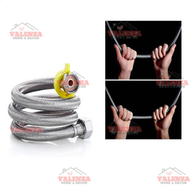 Vòi chậu lavabo nóng lạnh 2 chân Valenza 1402 chất liệu đồng thau mạ crome cho chậu rửa mặt 3 lỗ, chân ốc đồng kèm dây cấp nước inox-Nước chảy mạnh