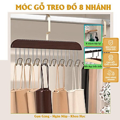 Móc Gỗ Treo Đồ Lót Áo Ngực Áo 2 Dây Bra Gosashi Giá Treo 8 Mắc Bằng Gỗ Treo Áo Lót Cà Vạt Thắt Lưng Túi Xách Gọn Gàng
