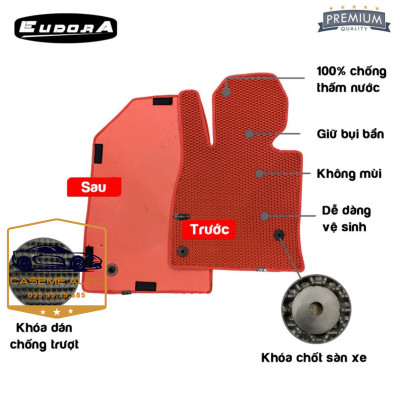 [TOYOTA WIGO] Thảm Trải Sàn, Lót Sàn Ô Tô Cao Su Eudora CloudFoam Thiết Kế Theo Xe Dành Cho Xe TOYOTA WIGO, Chống Nước, Không Mùi, Ngăn Bụi Bẩn, Dễ Vệ Sinh - Hàng Chính Hãng