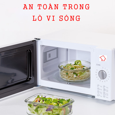 Bộ 5 hộp thủy tinh hộp đựng cơm trữ thức ăn thực phẩm trong tủ lạnh chịu nhiệt COBA