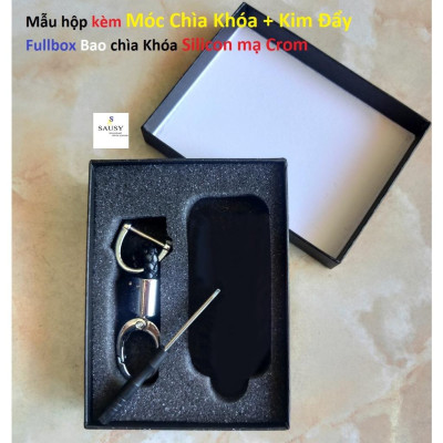 Bao chìa khoá ô tô Kona, Accent, Santafe silicon mạ crom bản 3 nút Full hộp