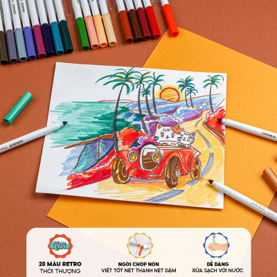 Hộp 20 Bút Lông Màu Rửa Được Washable Fiber Pen - Colokit SWM-C009