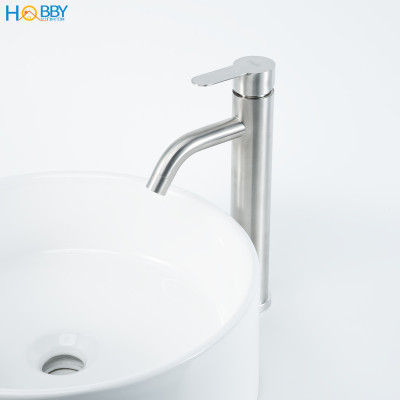 Vòi chậu lavabo nóng lạnh gắn bàn đá inox 304 mờ Hobby home decor VRM7