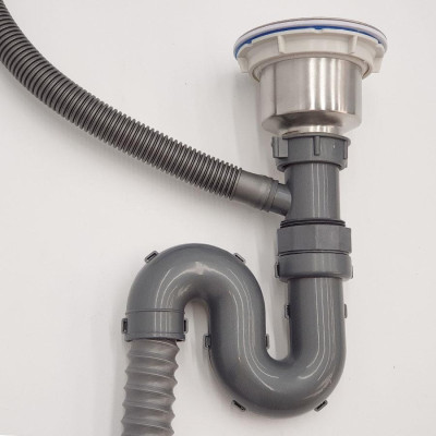 Bộ xả chậu rửa chén 1 hộc, kèm rốn xả Inox 110mm Eurolife EL-BXC 03 (Xám)