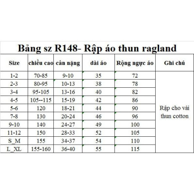 Rập giấy A0 mã R148 ( rập áo thun ragland cánh dơi)