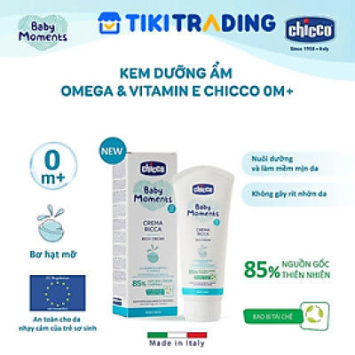 Kem dưỡng ẩm chứa Omega và vitamin E Chicco cho bé 100ml