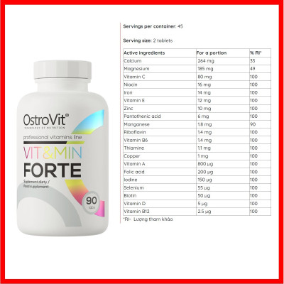 Multivitamin Ostrovit 100% VIT&MIN 90/120 viên - Bổ sung đa Vitamin, khoáng chất cao cấp, cải thiện sức khoẻ tổng thể