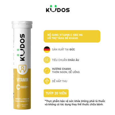 Combo Thực phẩm bảo vệ sức khỏe KUDOS VITAMIN C 1000MG + KUDOS EXTRA HIGH DOSE VITAMINS & MINERALS (20 viên/ tuýp)