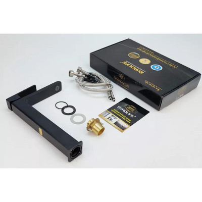 Vòi Lavabo cao 30cm, nóng lạnh thiết kế vuông, màu đen mạnh mẽ cho chậu rửa mặt Eurolife EL-HAVENT 04